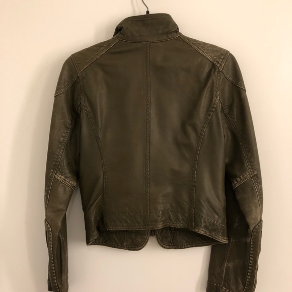 Kenneth Cole Olive Green Leather Jacket XS - Picture 2 of 3